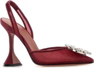 Amina Muaddi Womens Begum Slingback Heel Red Fabric
