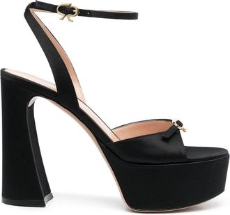 Gianvito Rossi Maddy 115mm satin platform sandals - women - Calf Leather/Fabric/Calf Leather - 38.5 - Black
