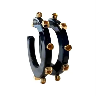 Smith & Co Womens Large City Hoop Earrings In Black/gold