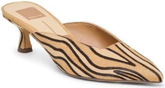 Dolce Vita Cleo Pointed Toe Kitten Heel Mule in Tiger Print Calf Hair at Nordstrom, Size 6.5