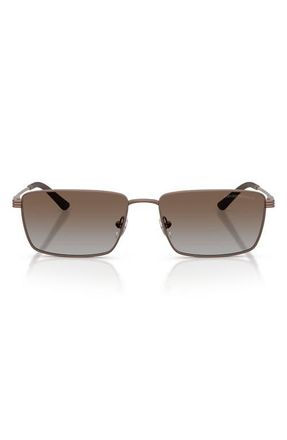 Emporio Armani 57mm Rectangular Sunglasses in Matte Bronze /Grey Brown at Nordstrom