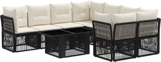 vidaXL Conjunto De Sof&aacute;s De Jard&iacute;n 9 Uds. Negro Rat&aacute;n Sint&eacute;tico Vidaxl