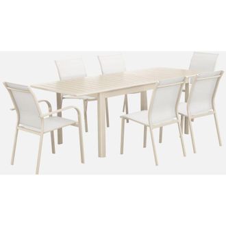 Sweeek Tavolo da giardino allungabile in alluminio con 4 sedie e 2 poltrone