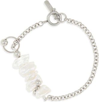 Justine Clenquet Sunny Biwa Pearl Bracelet in Palladium at Nordstrom