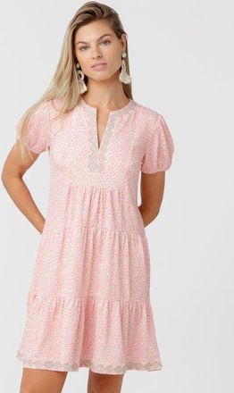 Cabana Life Embroidered Short Sleeve Tiered Dress in Coast at Nordstrom, Size X-Small
