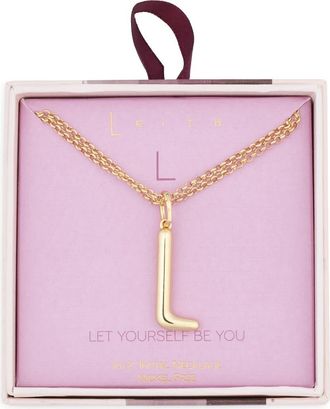 Leith Lowercase Initial Bubble Pendant Necklace in L- Gold at Nordstrom Rack