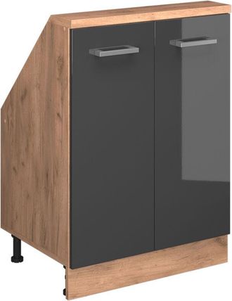 Vicco Armario Para Techo Inclinado Rion, Antracita Brillo Intenso/roble Dorado El&eacute;ctrico, Con 2 Puertas, Vicco