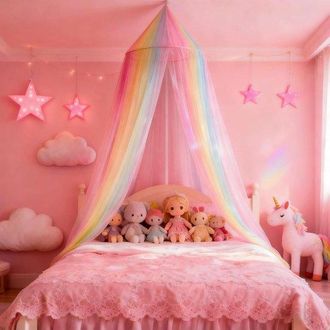 OEM Colcha Rosa Para Ni&ntilde;os, De Tela Transpirable, Lavable, Con Mosquitera Colgante, Para Viajes, El Hogar, Interiores Y Exteriores