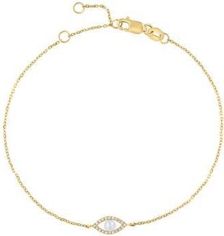 Effy Freshwater Pearl & Diamond Evil Eye Bracelet in White at Nordstrom Rack, Size 7.5