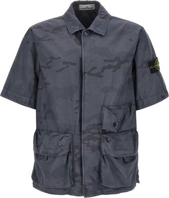 Stone Island Blue Camouflage Shirt