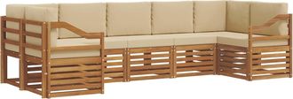 vidaXL Conjunto De Sof&aacute;s De Exterior 7 Uds. Natural Y Beige Vidaxl