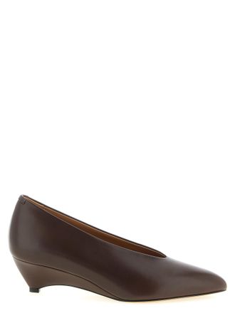 Jil Sander Brown Calfskin Mid Heel Womens Pumps