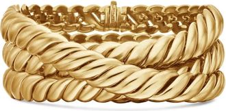 David Yurman 18kt yellow gold Sculpted Cable Triple Wrap bracelet (8.5mm) - women - 18kt Yellow Gold - M