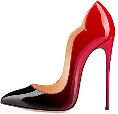 elashe Femmes Stiletto Sexy Classic Talon Haut Cuir Vernis Brillant synthetique Talon Aiguille 12CM Grande Taille Bout Pointu ferme Noir et Rouge des 65 99 sur Stylight