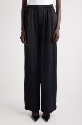 Balenciaga Logo Jacquard Pajama Pants in 1000 Black at Nordstrom, Size Xx-Small