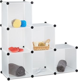 Relaxdays Relaxdays - 2 Estanter&iacute;as Modulares 6 Compartimientos, Estanter&iacute;a De Armado Como Ropero O Separador, Estanter&iacute;a Abierta, Blanco