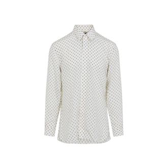 Tom Ford White And Blue Fluid Silk Shirt-Uomo