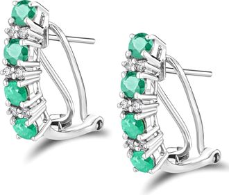 The Diamond Store Emerald 1.10CT And Diamond 9K White Gold Earrings