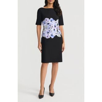 Kasper Floral Print Sheath Dress in Black Multi at Nordstrom, Size 12