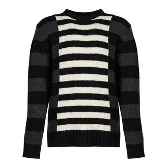 Les Hommes Wollen trui met ronde hals en strepen - Heren - Truien - Veelkleurig - Maat: XL Wol