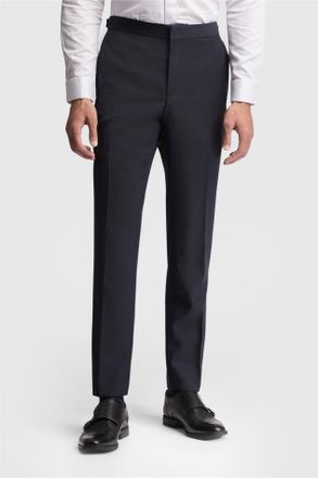 Ted Baker Mens Flat Fronted Slim Fit Suit Trousers in Navy Wool - Size 44 Regular
