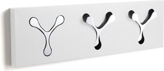 Oresteluchetta Perchero pared metal blanco y cromado 18x60x3 cm