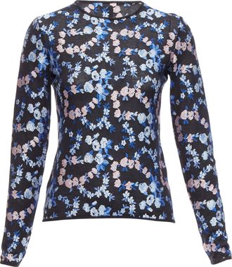 Giambattista Valli cashmere silk flower embroidery top