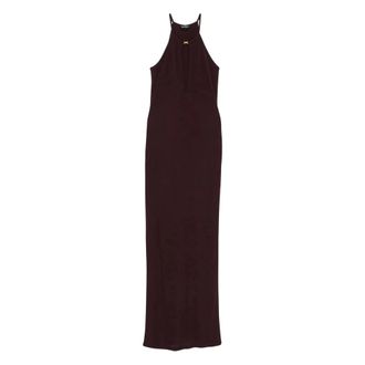 Tom Ford Maxi Dresses, female, Purple, Size: XS Purple Plunging V-Neck Halterneck Maxi Dress