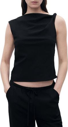 Mango Asymmetric Drape Top in Black at Nordstrom, Size Small