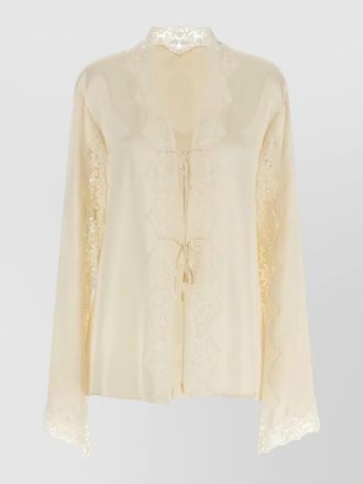Alberta Ferretti satin lace blouse