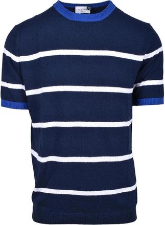Heritage Blue Striped Cotton-Blend Knit Top