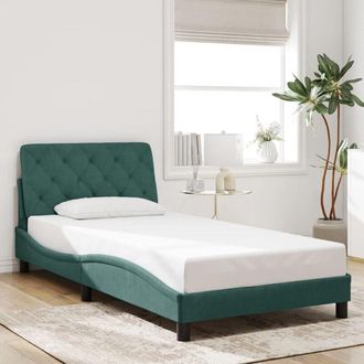 vidaXL Estructura Cama Sin Colch&oacute;n Terciopelo Verde Oscuro 100x200 Cm Vidaxl