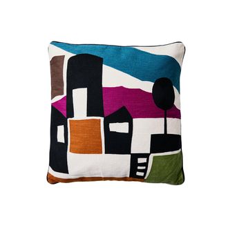 Novità Home Embrodery - stylized city cushion