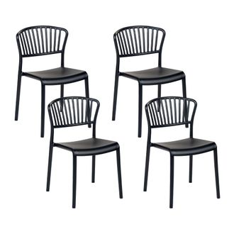 Beliani Beliani - Conjunto De 4 Sillas De Comedor Pl&aacute;stico Negro Apilable Interior Exterior Gela