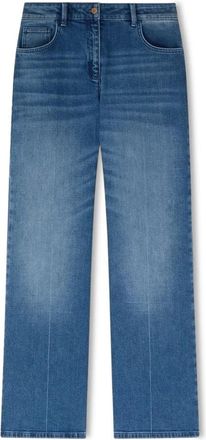 Motivi Jeans met wijde pijpen en voorplooi - Dames - Loose Fit Jeans - Blauw - 2XL - Katoen - Jeans