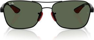 Ray-Ban x Scuderia Ferrari 58mm Square Sunglasses in Matte Black /Dark Green at Nordstrom