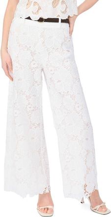 Vince Camuto Floral Lace Wide Leg Pants in Ultra White at Nordstrom, Size Xx-Large