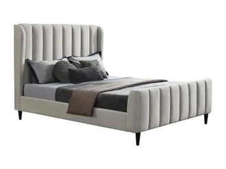 Vente-Unique Vente-unique - Letto 160 X 200 Cm Tessuto Con Cuciture Verticali Grigio - Casagoti