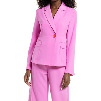 Amy Lynn One-Button Blazer in Bright Pink at Nordstrom, Size Medium
