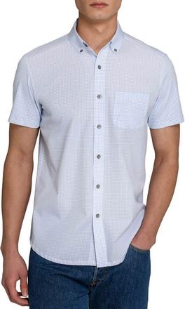 W.R.K Circle Geo Reworked Short Sleeve Button-Down Shirt in Navy/blue at Nordstrom, Size X-Large