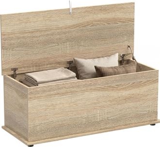 OEM Banco De Almacenaje Con Bisagra De Seguridad Estilo Moderno Para Pasillo Dormitorio Sal&oacute;n 100x40x40 Cm Roble