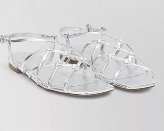 Aeyde anisa metallic flat sandals open toe