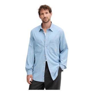 A|X Armani Exchange Pocket Embroidered Shirt - Heren - Spijkeroverhemden - Blauw - S - Katoen - Overhemden