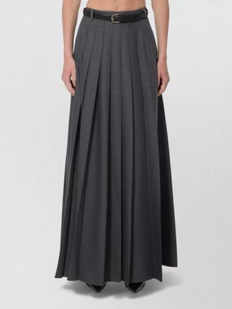 Self Portrait pleated wool-blend mid-rise maxi skirt
