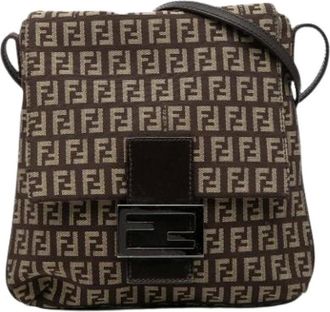 Fendi Pre-owned Cross Body Bags, female, Brown, Size: ONE SIZE Pre-owned Canvas Crossbody Bag