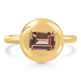Pompeii3 Candy Button 14k Yellow Gold Emerald Cut Garnet Ring