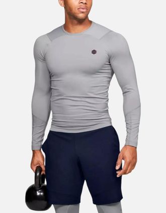 Under Armour Mens UNDER ARMOUR Mens T Shirt Long Sleeve Compression Tops Summer Training Gym Tee - Grey - Size: 36