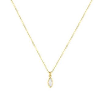 Set & Stones Marquise Birthstone Charm Necklace in Gold /April at Nordstrom