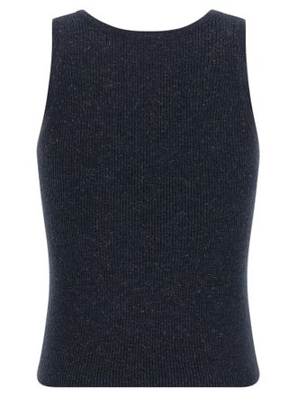 Brunello Cucinelli Sparkling Ribbed Cashmere Tank Top - Charcoal