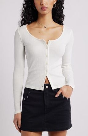 BP. Scoop Neck Pointelle Cardigan in Ivory at Nordstrom Rack, Size X-Large